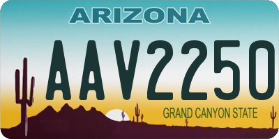 AZ license plate AAV2250