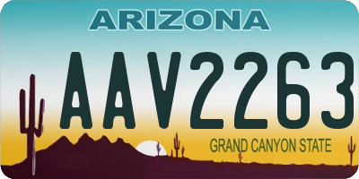 AZ license plate AAV2263