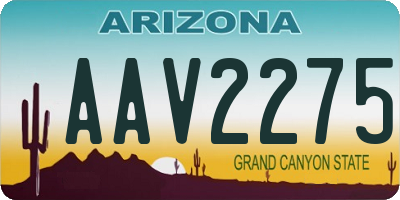 AZ license plate AAV2275