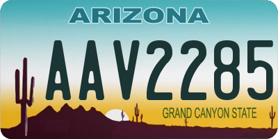 AZ license plate AAV2285