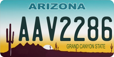 AZ license plate AAV2286