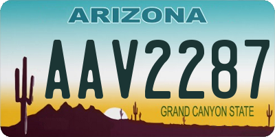 AZ license plate AAV2287