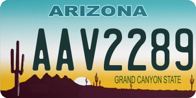 AZ license plate AAV2289