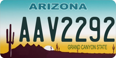 AZ license plate AAV2292