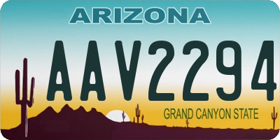 AZ license plate AAV2294