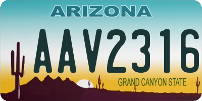 AZ license plate AAV2316