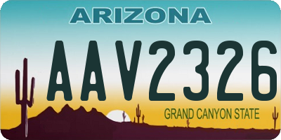 AZ license plate AAV2326