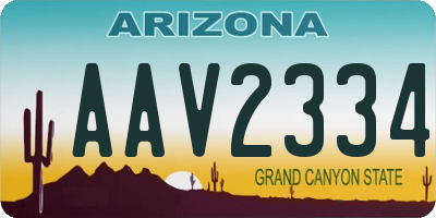 AZ license plate AAV2334