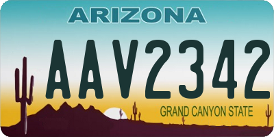 AZ license plate AAV2342
