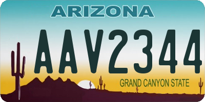 AZ license plate AAV2344