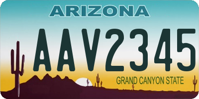 AZ license plate AAV2345