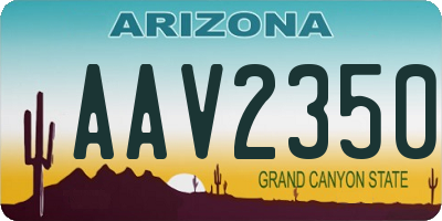 AZ license plate AAV2350