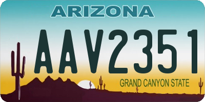 AZ license plate AAV2351