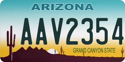 AZ license plate AAV2354