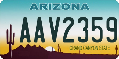 AZ license plate AAV2359
