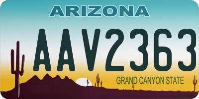 AZ license plate AAV2363