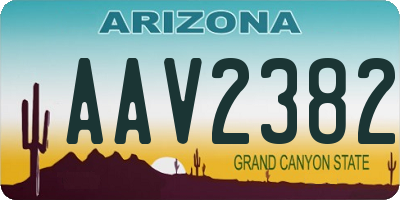AZ license plate AAV2382