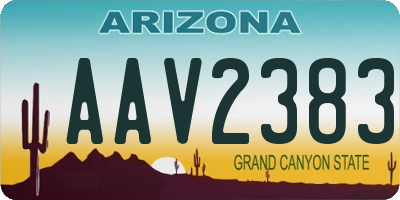 AZ license plate AAV2383