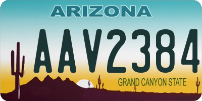 AZ license plate AAV2384