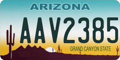 AZ license plate AAV2385