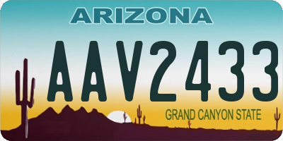 AZ license plate AAV2433