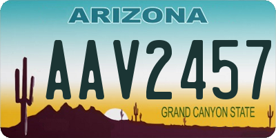AZ license plate AAV2457