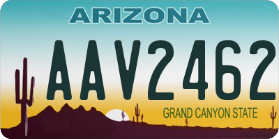 AZ license plate AAV2462