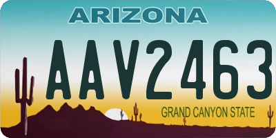 AZ license plate AAV2463