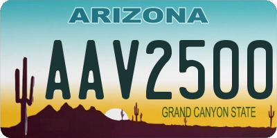 AZ license plate AAV2500