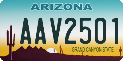 AZ license plate AAV2501