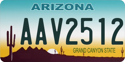 AZ license plate AAV2512