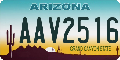 AZ license plate AAV2516