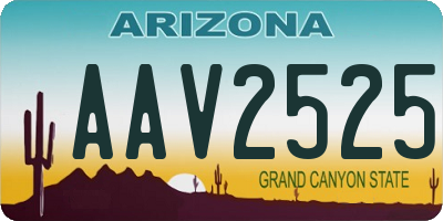 AZ license plate AAV2525