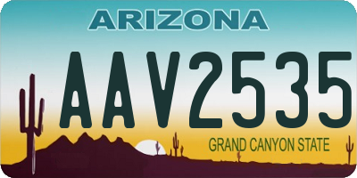 AZ license plate AAV2535