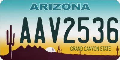AZ license plate AAV2536
