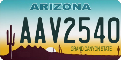 AZ license plate AAV2540