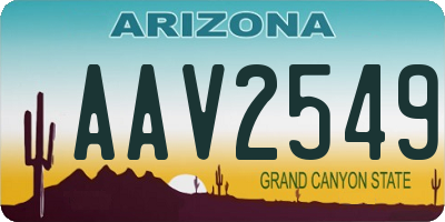 AZ license plate AAV2549