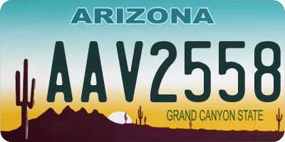 AZ license plate AAV2558