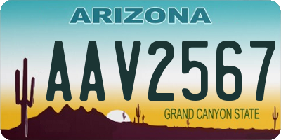 AZ license plate AAV2567