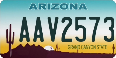 AZ license plate AAV2573