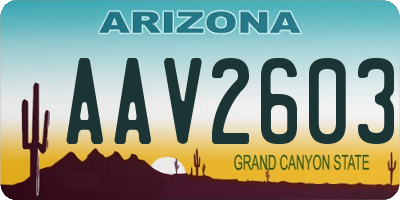 AZ license plate AAV2603