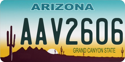 AZ license plate AAV2606