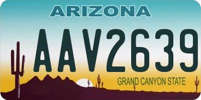 AZ license plate AAV2639