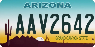 AZ license plate AAV2642