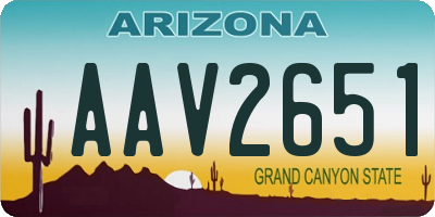 AZ license plate AAV2651