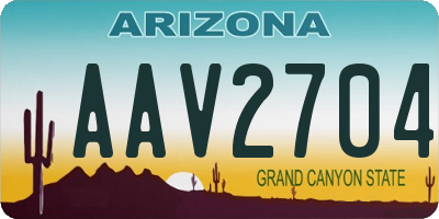 AZ license plate AAV2704