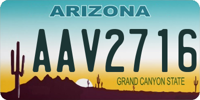 AZ license plate AAV2716
