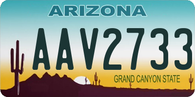 AZ license plate AAV2733