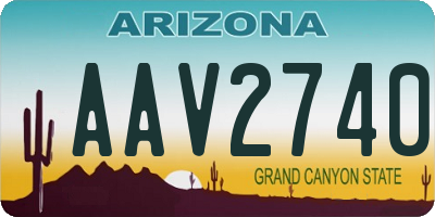 AZ license plate AAV2740