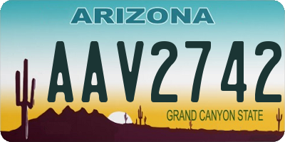 AZ license plate AAV2742